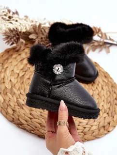 Zateplené sněhové boty s kožešinou černé model 21645826 - Boto