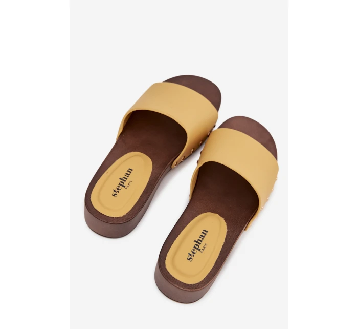 Dámské pantofle s cvoky žluté Terissa