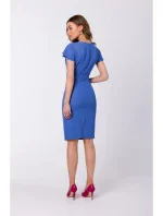 S336 Puzdrové šaty s opaskom - modré