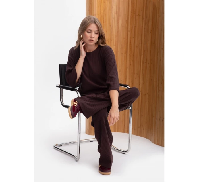 B300 Pletené nohavice - tmavá čokoláda