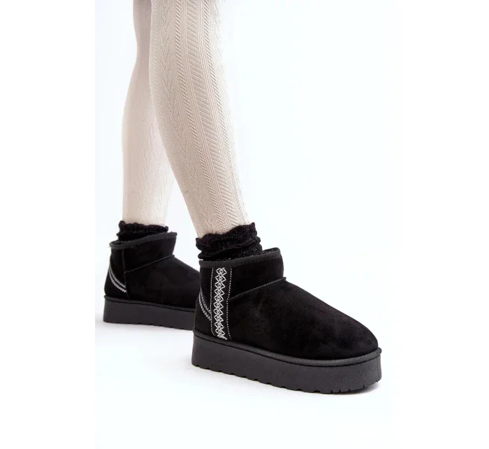 Dámske nízke snežnice 20221-4A black - Módna obuv