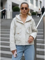 Dámska prechodná bunda s kapucňou a vreckami béžová FashionStreet TY5634