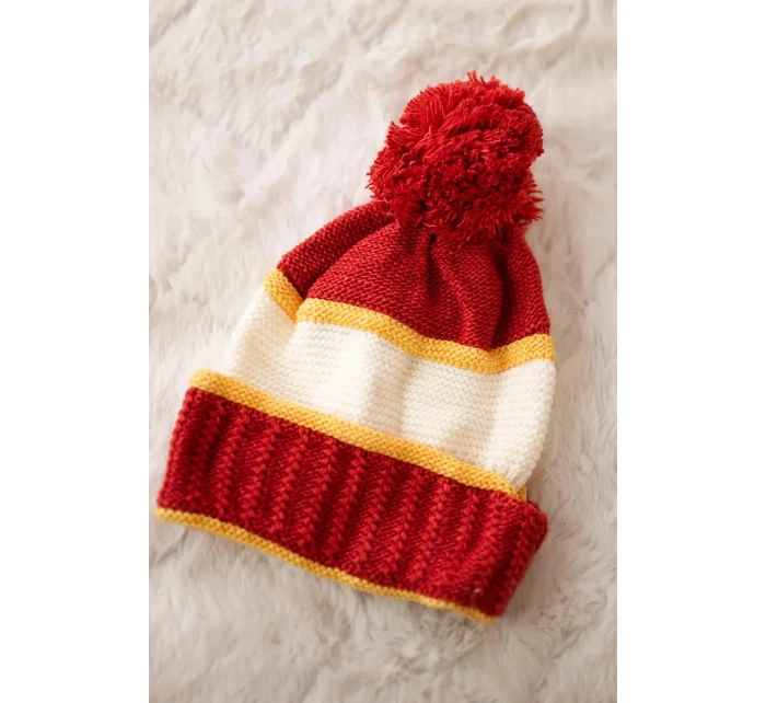 Dámska čiapka Kinga K297 red+mustard+ecru