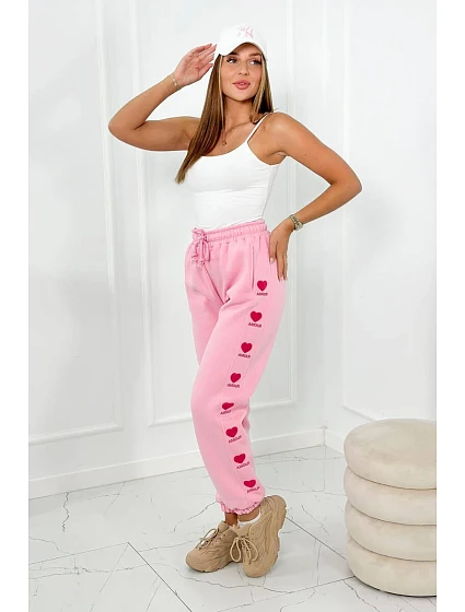 Bavlněné kalhoty Amour růžový Bavlněné kalhoty Amour růžový