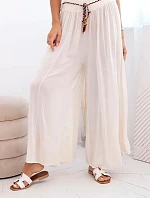Dámske viskózové nohavice so širokými nohavicami svetlo béžové