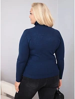 Dámský viskózový svetr Plus Size s rolákem v klasickém střihu modrý
