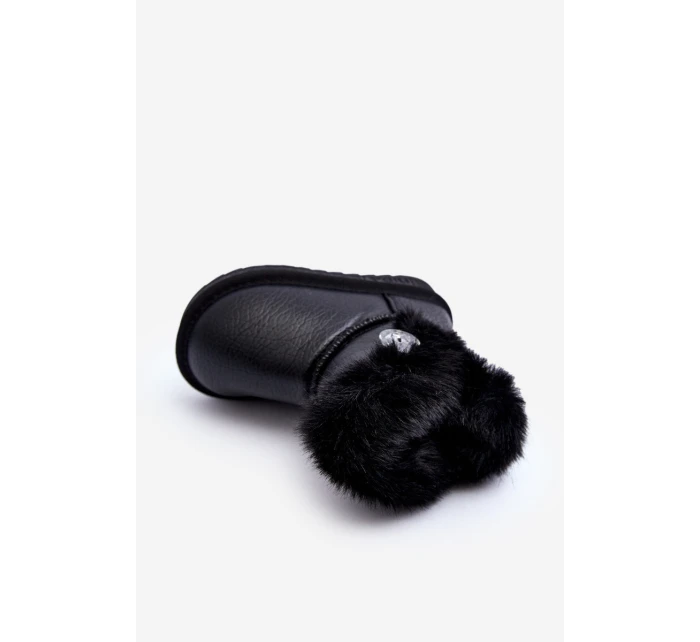 Zateplené sněhové boty s kožešinou černé model 21645826 - Boto