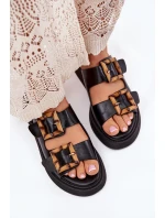 Eko Kožené Sandály Dámské Na Platformě S Přezkami Černé model 21699641 - Boto Eko Kožené Sandály Dámské Na Platformě S Přezkami Černé model 21699641 - Boto