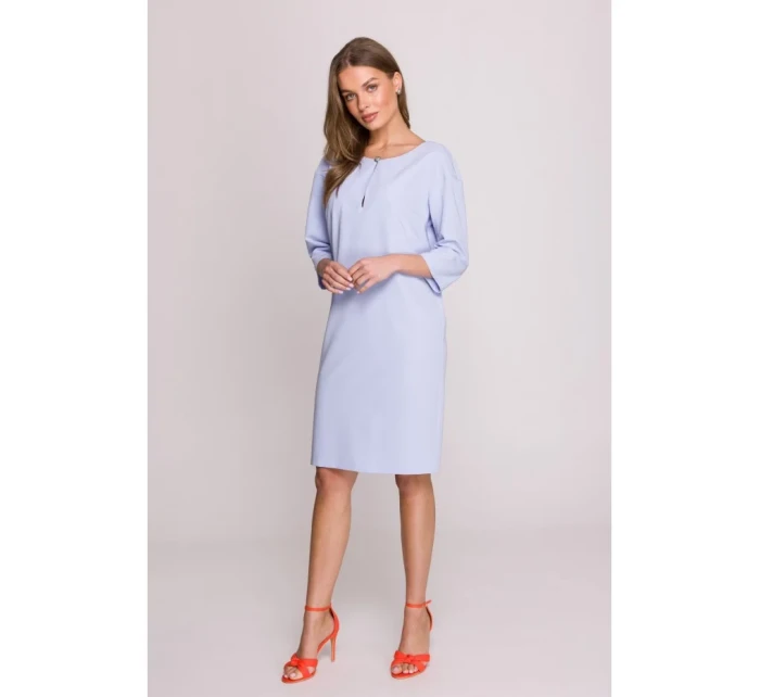 šaty s výstřihem s světle modré model 20966091 - STYLOVE šaty s výstřihem s světle modré model 20966091 - STYLOVE