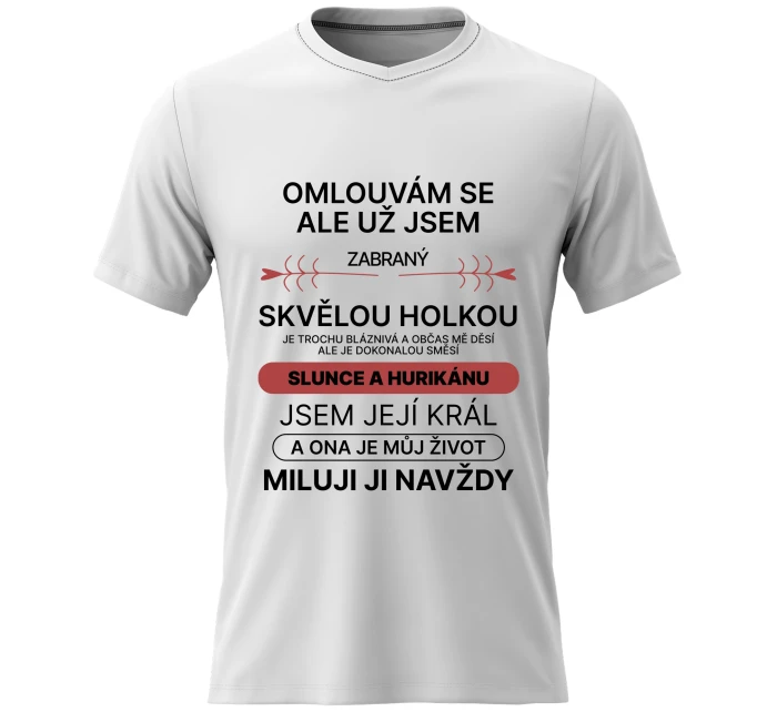 Pánské bavlněné tričko s potiskem - ZABRANÝ SKVĚLOU HOLKOU - bílé