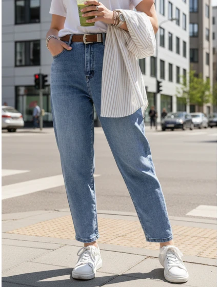 Dámske džínsové nohavice s opaskom FashionStreet UY2885 Dámske džínsové nohavice s opaskom FashionStreet UY2885