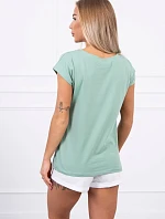 Blúzka s potlačou pier tmavo mätová