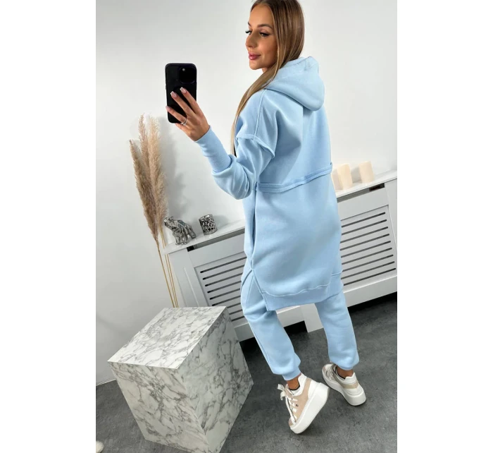 Zateplená súprava s dlhou mikinou modrá