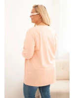 Dámske Plus veľkosť bavlnená blúzka okolo krku marhuľová