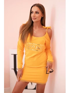 Dámské šaty s 3/4 rukávy a krajkou na zádech fango