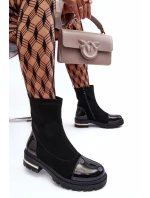 Kůže Klasické Botky Na Plochém Podpatku Černé model 21633814 - Boto Kůže Klasické Botky Na Plochém Podpatku Černé model 21633814 - Boto