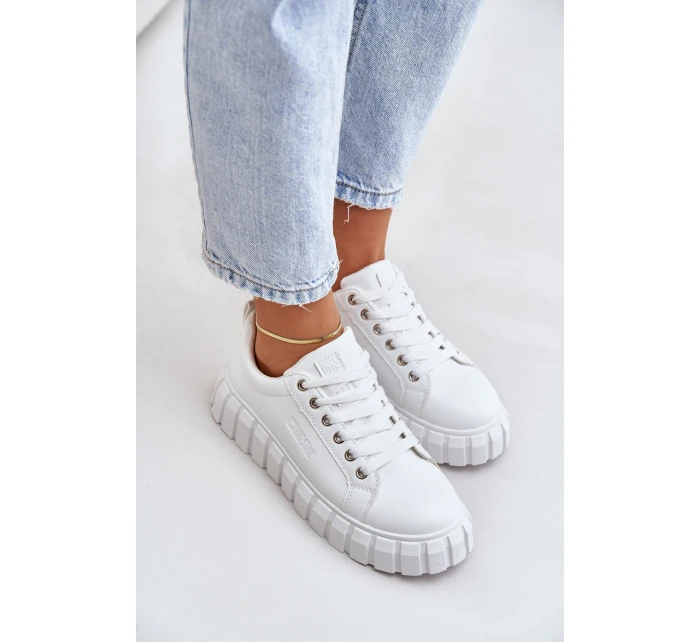 Ocieplane Sneakersy Damskie Big Star MM274616 Białe Ocieplane Sneakersy Damskie Big Star MM274616 Białe