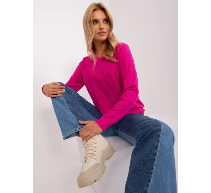 Sweter AT SW model 18900755 fuksjowy - FPrice Sweter AT SW model 18900755 fuksjowy - FPrice