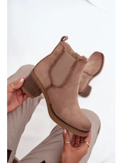 Dámske členkové topánky Zelia na stĺpiku - béžové