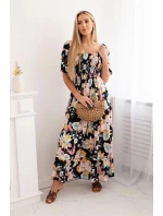 Viskózové šaty s volánkovým výstřihem model 20243124 černé - Kesi