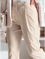 Ležérní dámské plisované kalhoty s páskem béžové Dstreet model 21985766 - FashionStreet