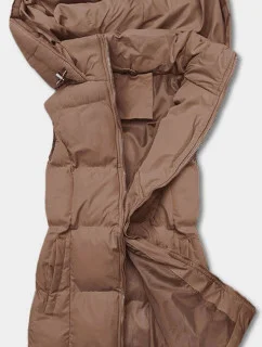 Tmavě béžová péřová dámská vesta s kapucí model 18983639 - J.STYLE