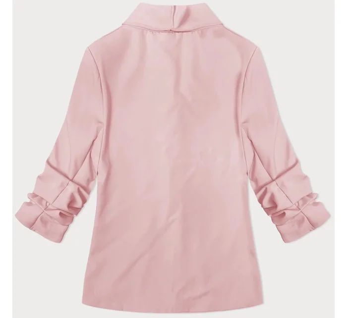 Tenká bunda s volánovými rukávmi špinavo ružová (22-356)