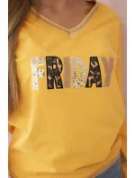 Dámská mikina s flitrovým nápisem hořčice