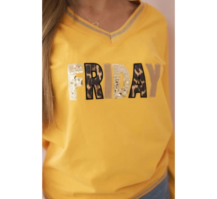 Dámská mikina s flitrovým nápisem hořčice