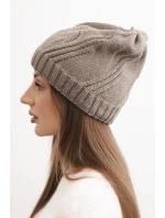 Dámská zimní čepice s vlnou a zdobením z kamínků model 21783039 mocca - K-Fashion Dámská zimní čepice s vlnou a zdobením z kamínků model 21783039 mocca - K-Fashion