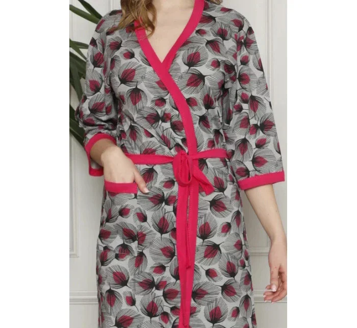 Dámsky župan Y19255 sivý so vzorom - La Penna Dámsky župan Y19255 sivý so vzorom - La Penna