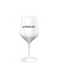 POHODINDA - biely nerozbitný pohár na víno 470 ml