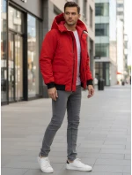 Pánská zimní bunda s kapucí červená Dstreet model 21982784 - FashionStreet