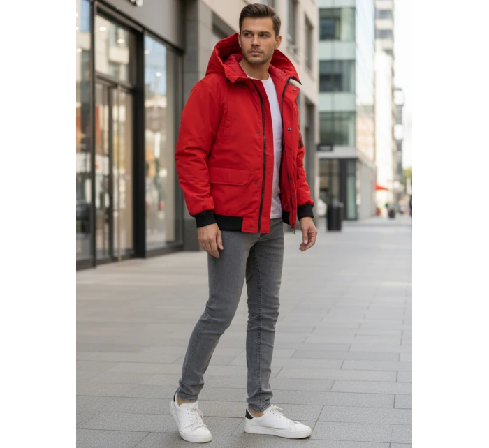 Pánská zimní bunda s kapucí červená Dstreet model 21982784 - FashionStreet