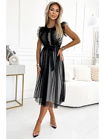 Dámské šaty se a černým tylem model 22401905 - numoco basic Dámské šaty se a černým tylem model 22401905 - numoco basic