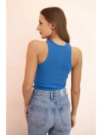 Dámská model 21217861 blůza s výřezem a ozdobnou sponou chabrová - K-Fashion