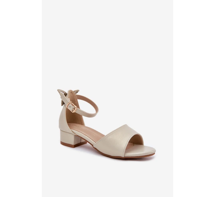 Połyskujące Sandałki Dziewczęce Na Niskim Obcasie Złote Ainare Połyskujące Sandałki Dziewczęce Na Niskim Obcasie Złote Ainare