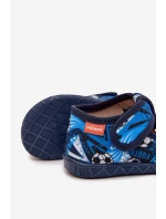 Dětské pantofle na suchý zip míčky tmavě modré model 21725234 - Milami
