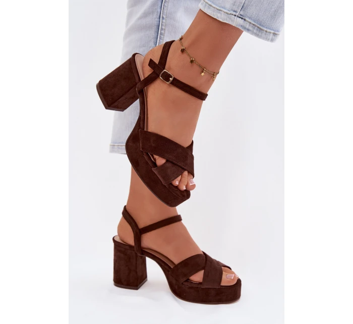 Dámské sandály na podpatku čokoládové Janelia