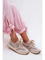 Dámské síťované tenisky z semiše světle béžové Gelina