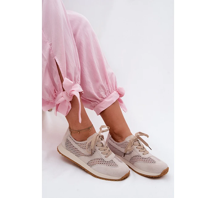 Dámské síťované tenisky z semiše světle béžové model 22123261 - EVENTO