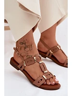 Dámské sandály Ploché Světle hnědé model 22140676 - S.Barski