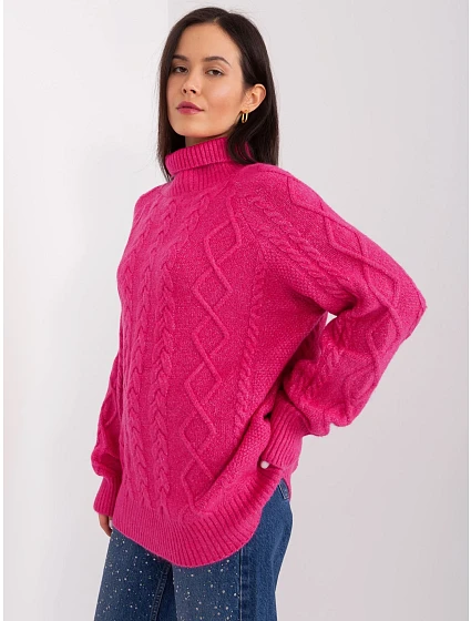 Sweter AT SW fuksjowy model 19034324 - FPrice Sweter AT SW fuksjowy model 19034324 - FPrice