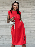 Červené ležérne šaty MAYFLIES s okrúhlym výstrihom