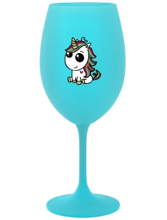 DUHOVÝ JEDNOROŽEC - tyrkysový pohár na víno 350 ml