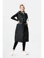 Dámska dlhá čierna prešívaná vesta (JIN219)