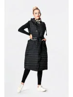 Dámska dlhá čierna prešívaná vesta (JIN219)