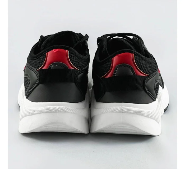 Čierne šnurovacie sneakersy s farebnými vsadkami (6346)