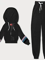 Dámska tepláková súprava s farebnými vložkami čierna (AMG-346A)