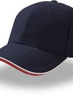 Atlantis Headwear Pilot Piping Sandwich – 6-panelová brúsená čiapka typu „sandwich“ 33.0502 námornícka modrá/biela